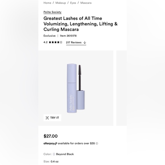 Polite society mascara, full size NIB! - Picture 2 of 3